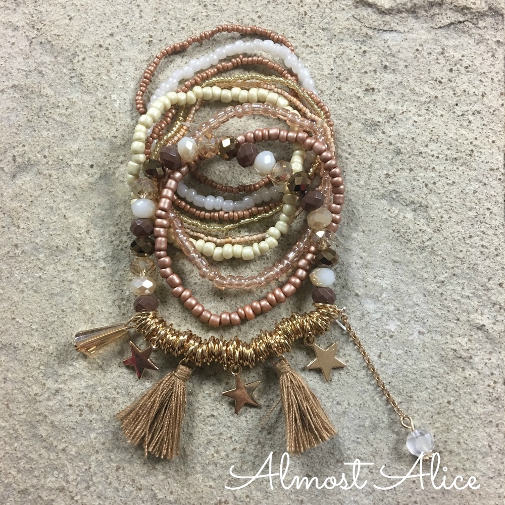 9pc. Rose Gold Boho Bracelet Set